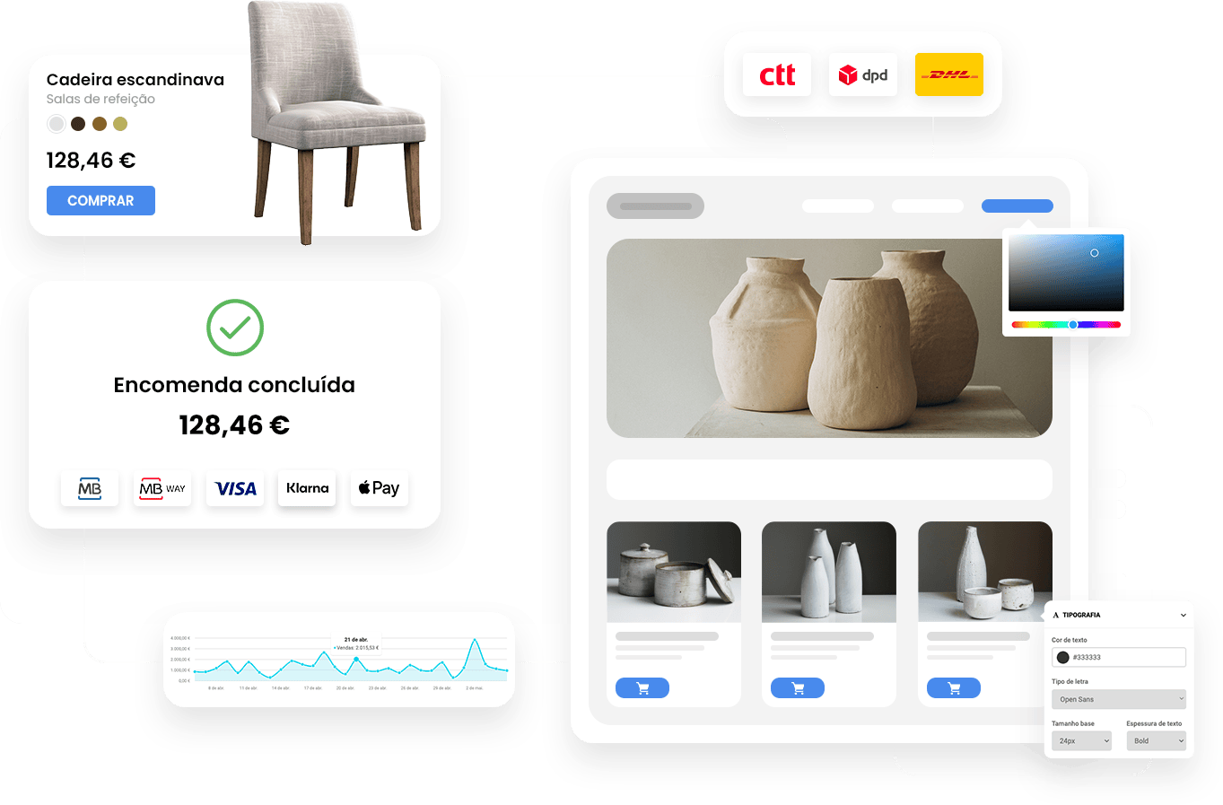 Ilustração gestão de loja online Shopkit