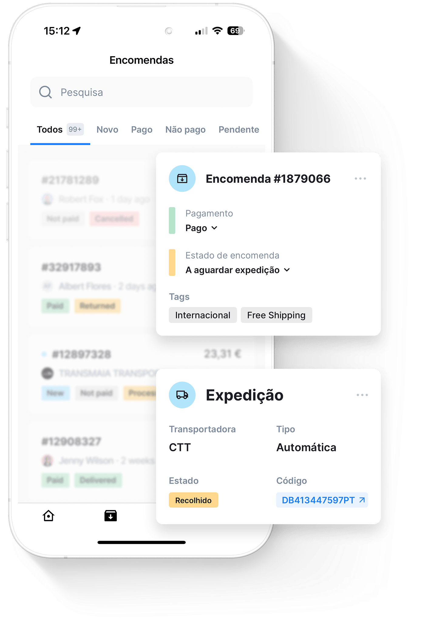 Gerir loja online na app iOS Shopkit