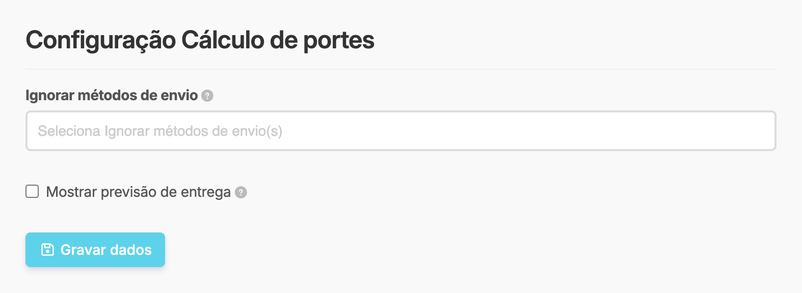 App Cálculo de portes