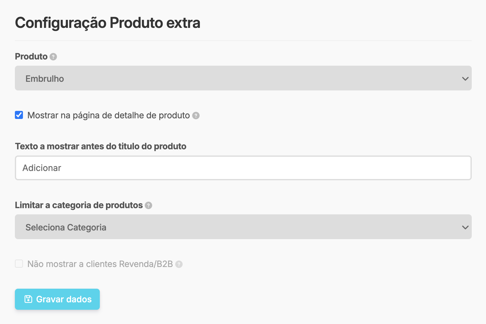App Produto extra