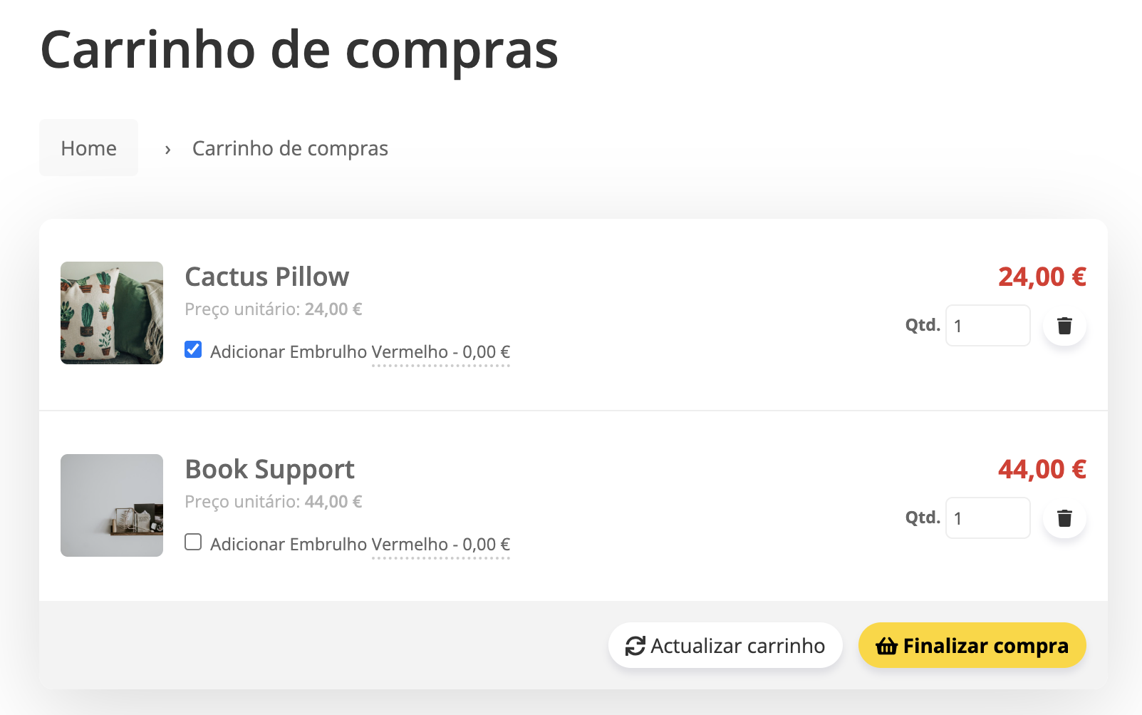 App Produto extra