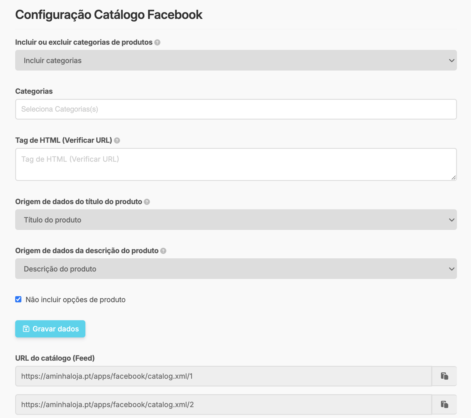 App Catálogo Facebook