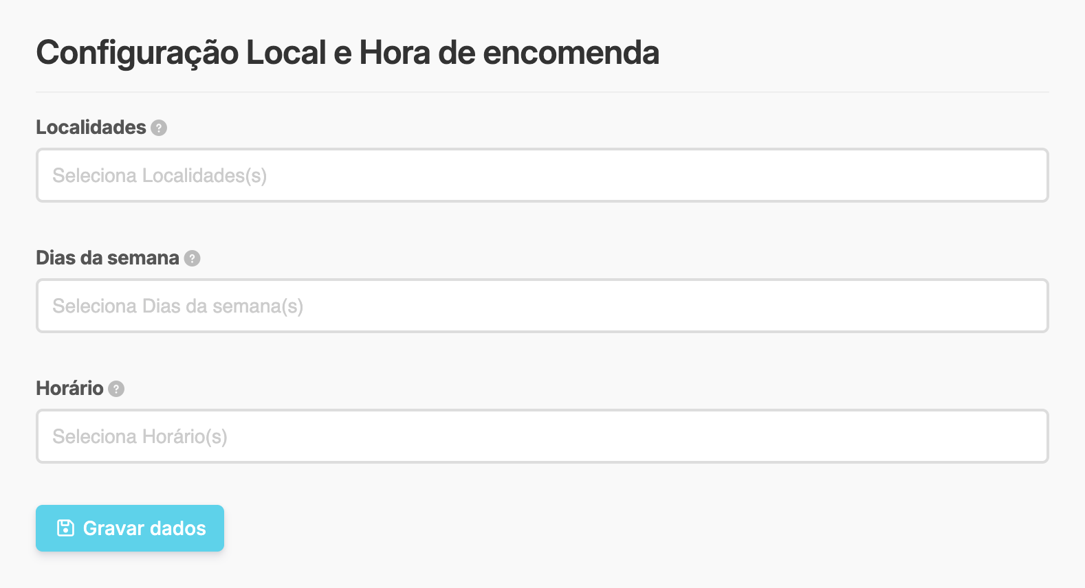 App Local e Hora de encomenda