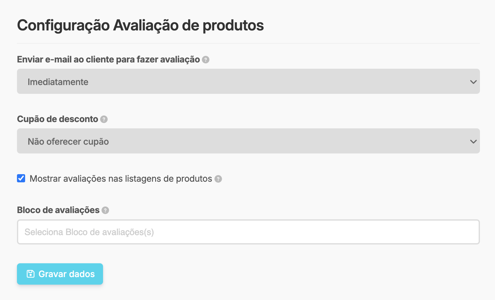 App Avaliação de produtos