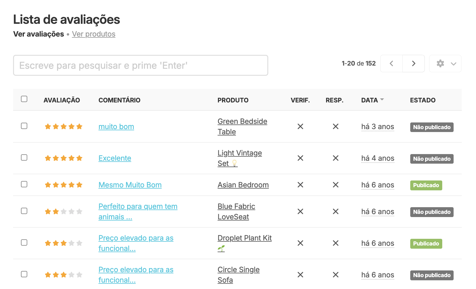App Avaliação de produtos
