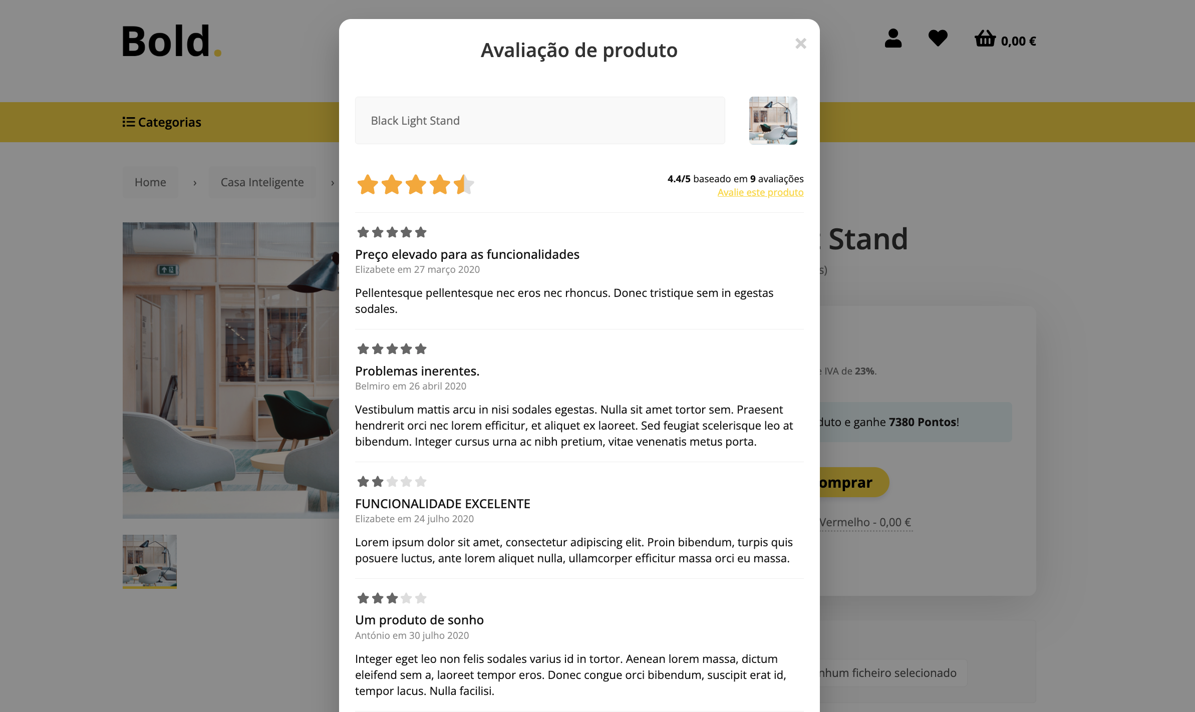 App Avaliação de produtos