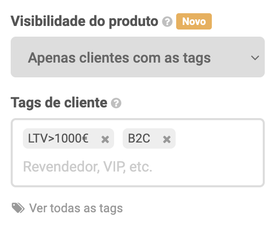 configurar a visibilidade de um produto