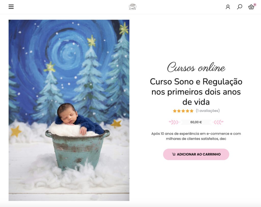 Página de produto para o curso 