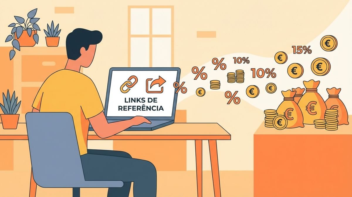Conceito de marketing de afiliados com comissões e links de referência