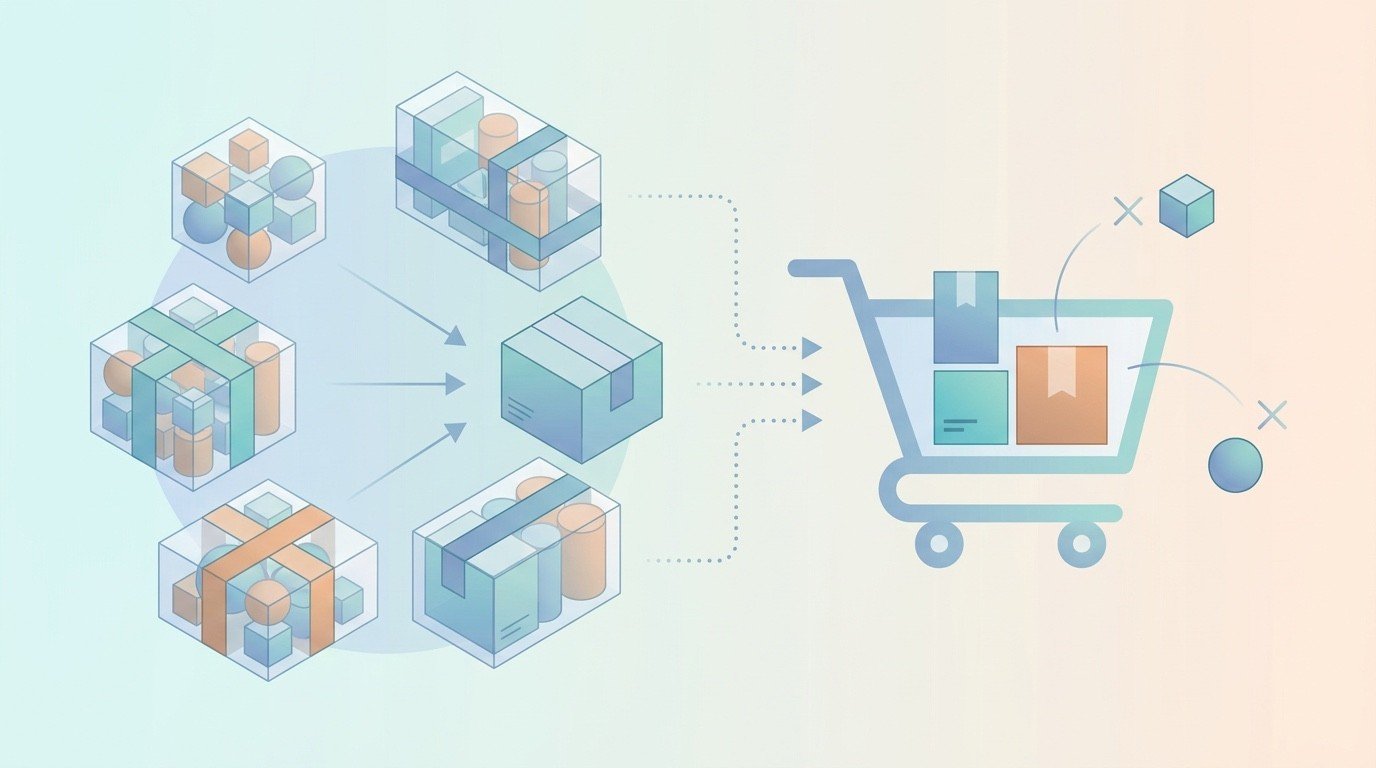 Produtos organizados em lotes para venda com quantidade mínima numa loja online