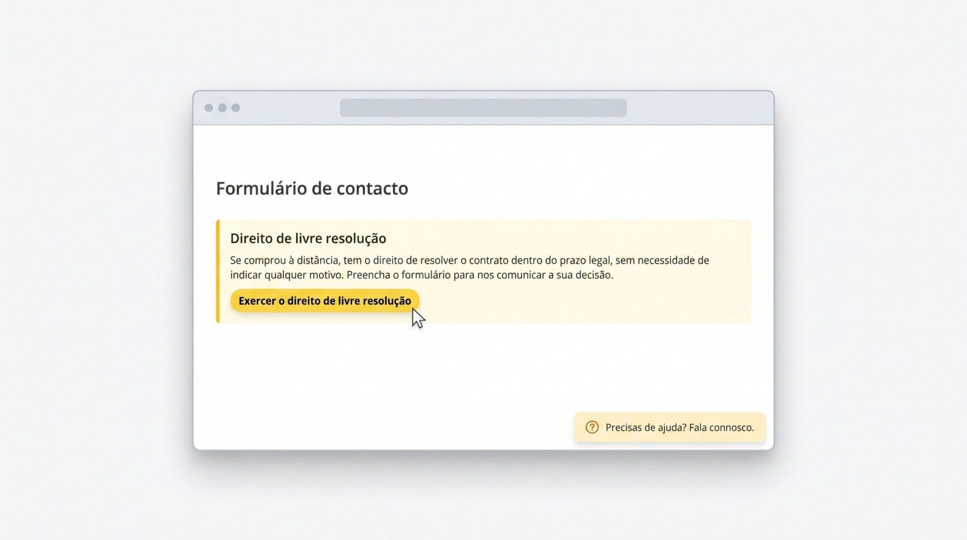 Função pública de livre resolução na página de contactos da loja Shopkit