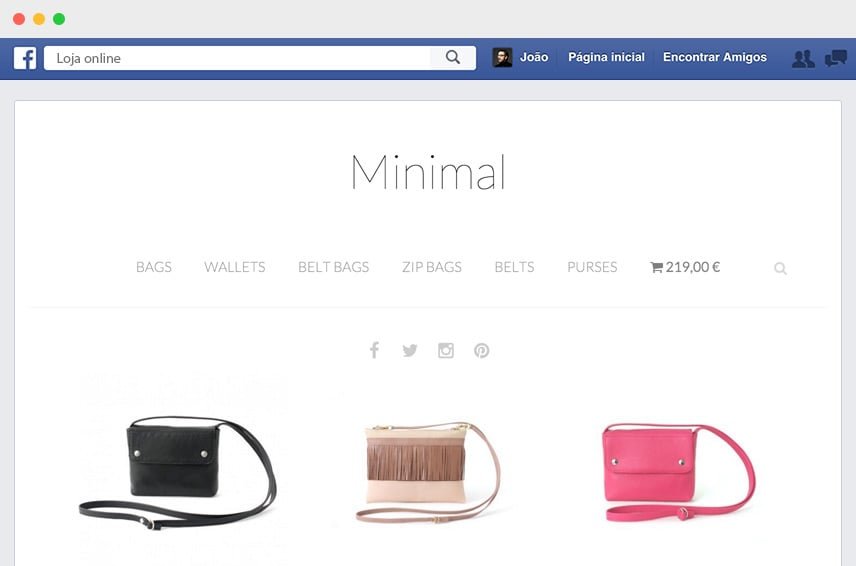 Loja online no Facebook