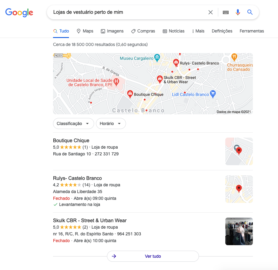 Perfis de Google My Business no Google Local Packs Perfis de Google My Business no Google Local Packs