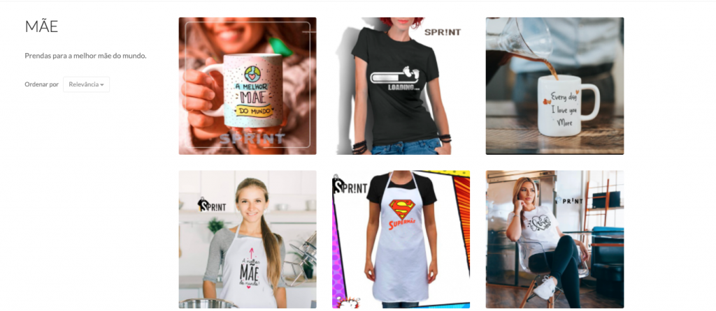 Categoria de produtos para o dia da Mãe