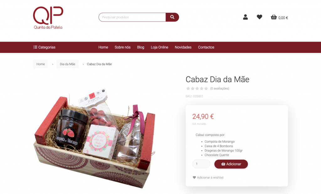 Cabaz de produtos para o dia da Mãe