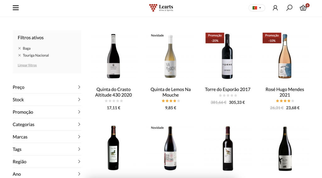 Filtros de produtos Learts