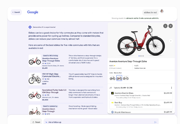 Google Shopping na IA Snapshot