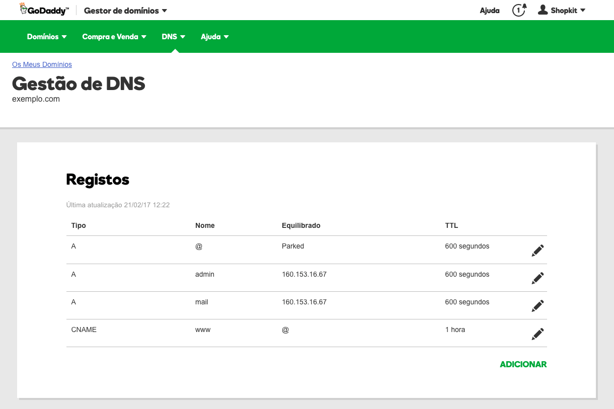 Configurar domínio na GoDaddy