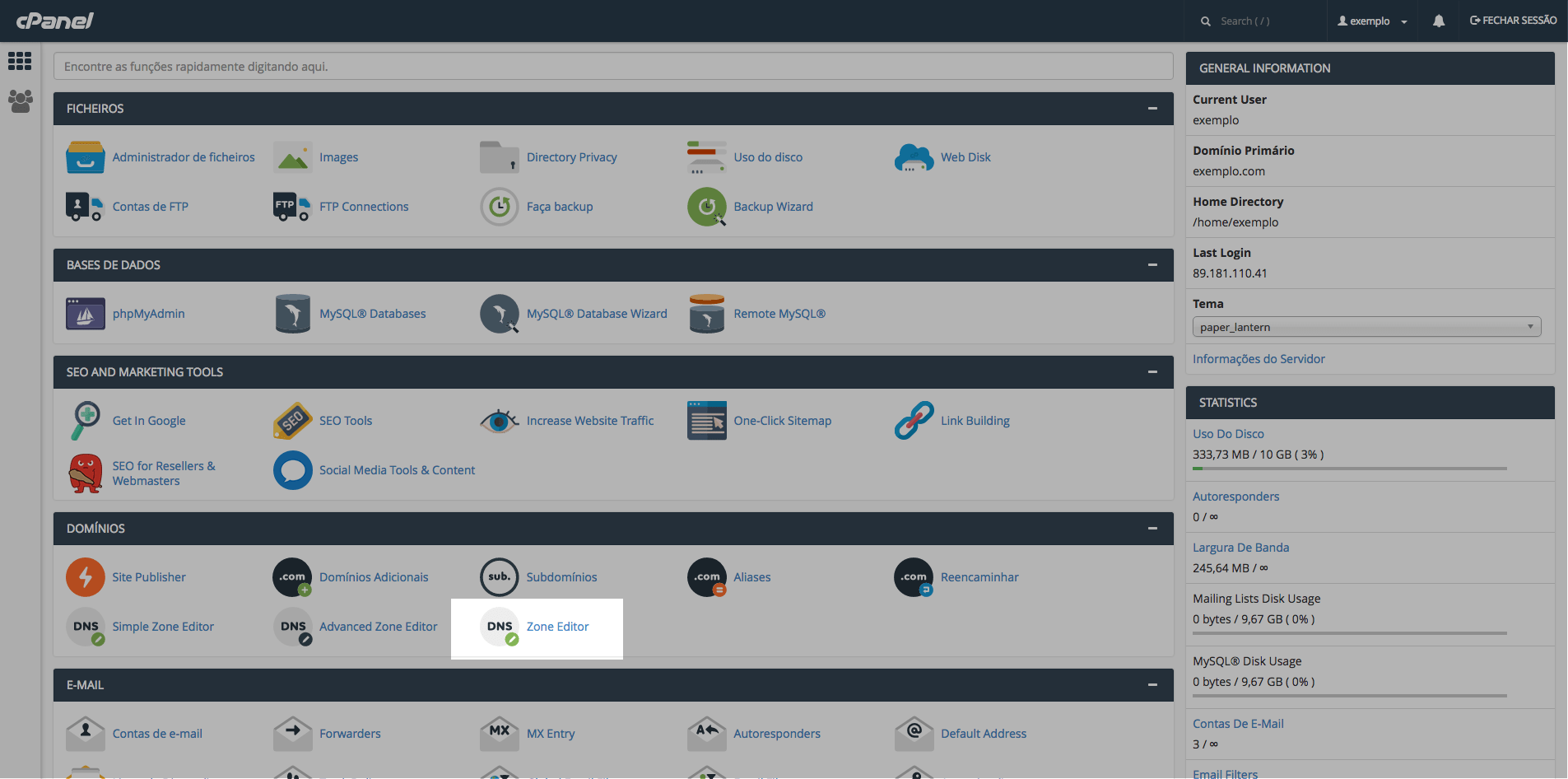 Configurar domínio no cPanel