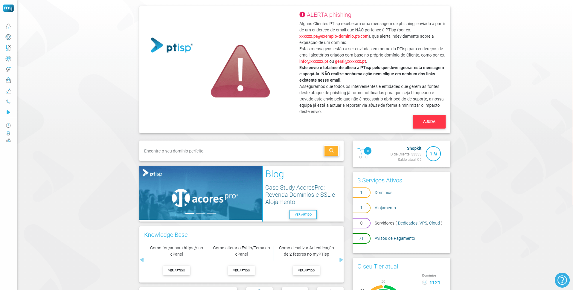 Configurar domínio na PTisp