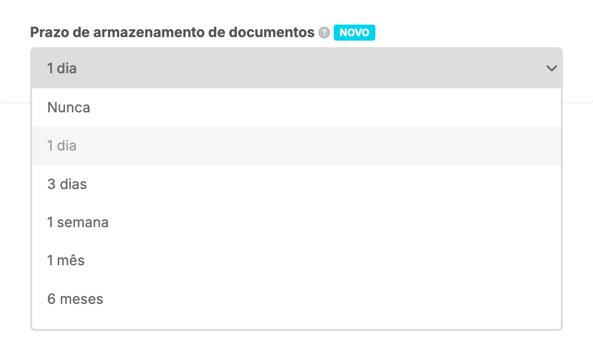 Prazo de armazenamento de documentos