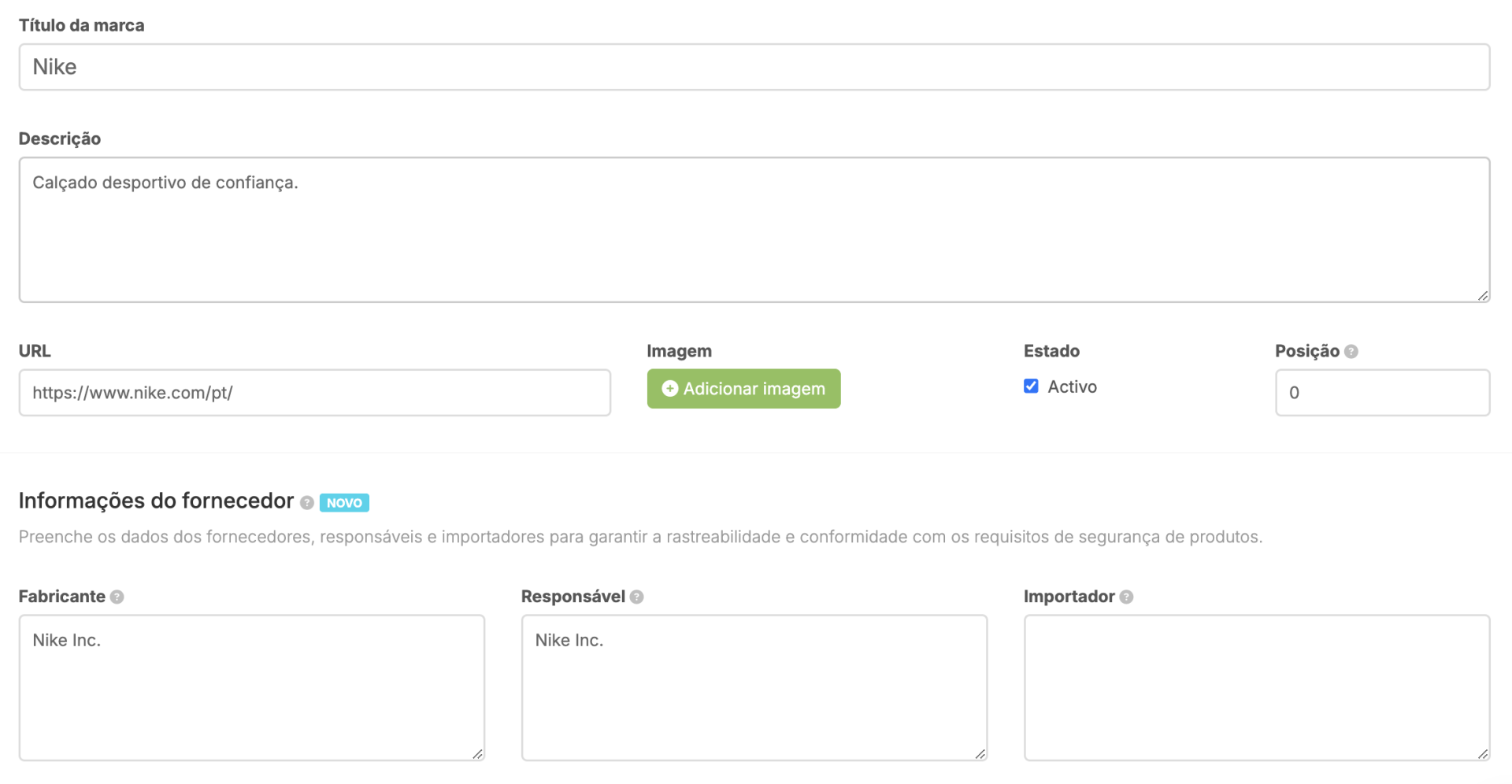 Configurar uma marca