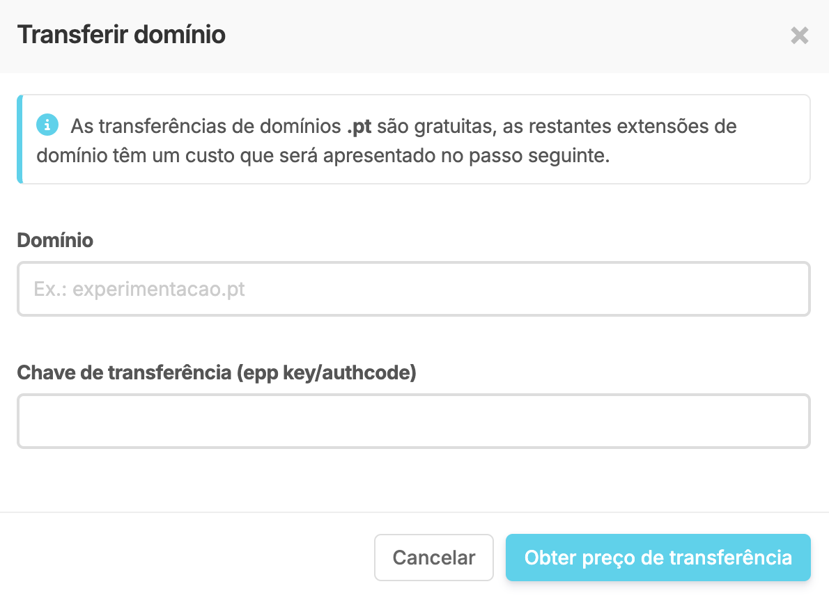 Transferir domínio próprio para a Shopkit
