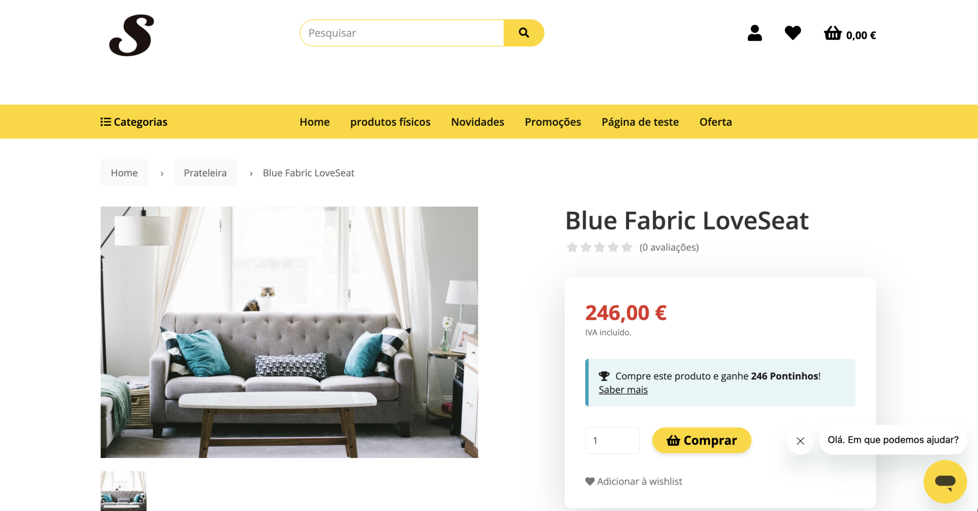 Apresentação do chat online na loja