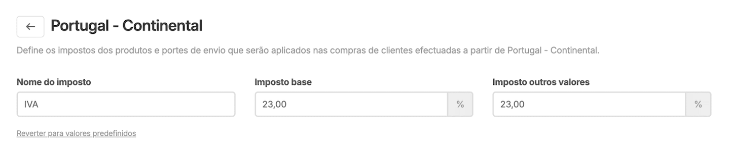 Criar região fiscal