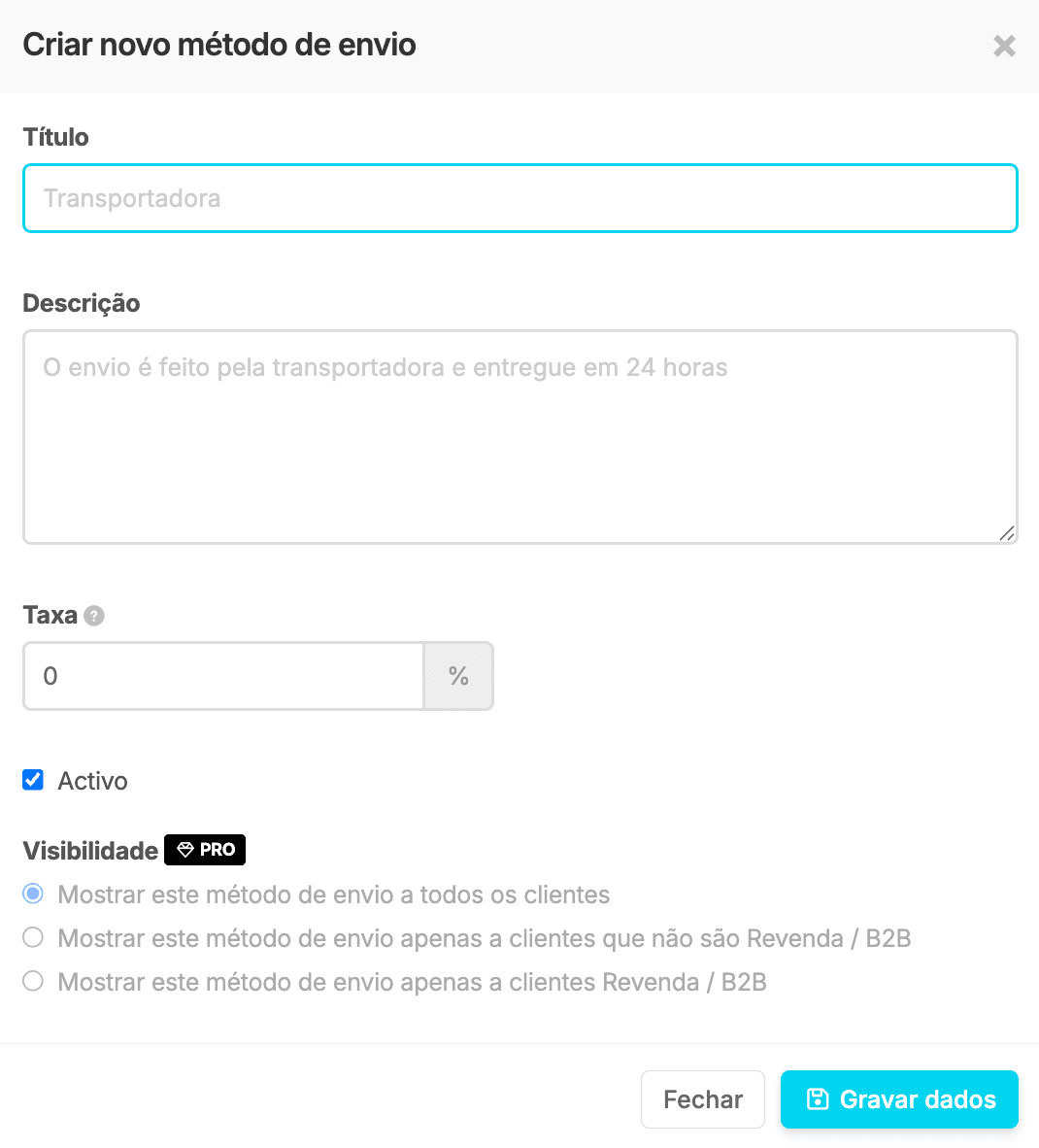 Criar método de envio