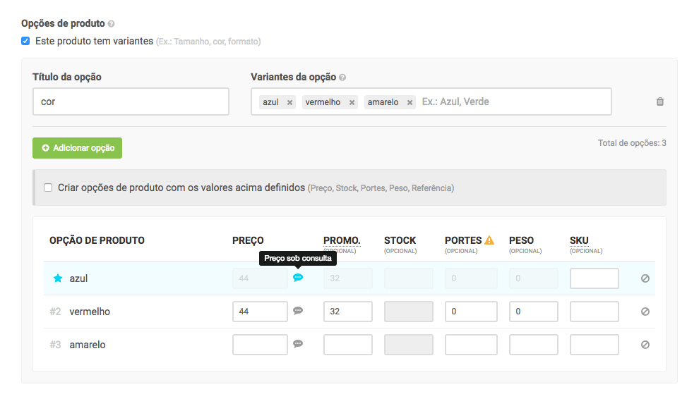 Pre&ccedil;o sob consulta