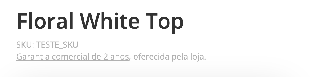 Garantia comercial na página do produto