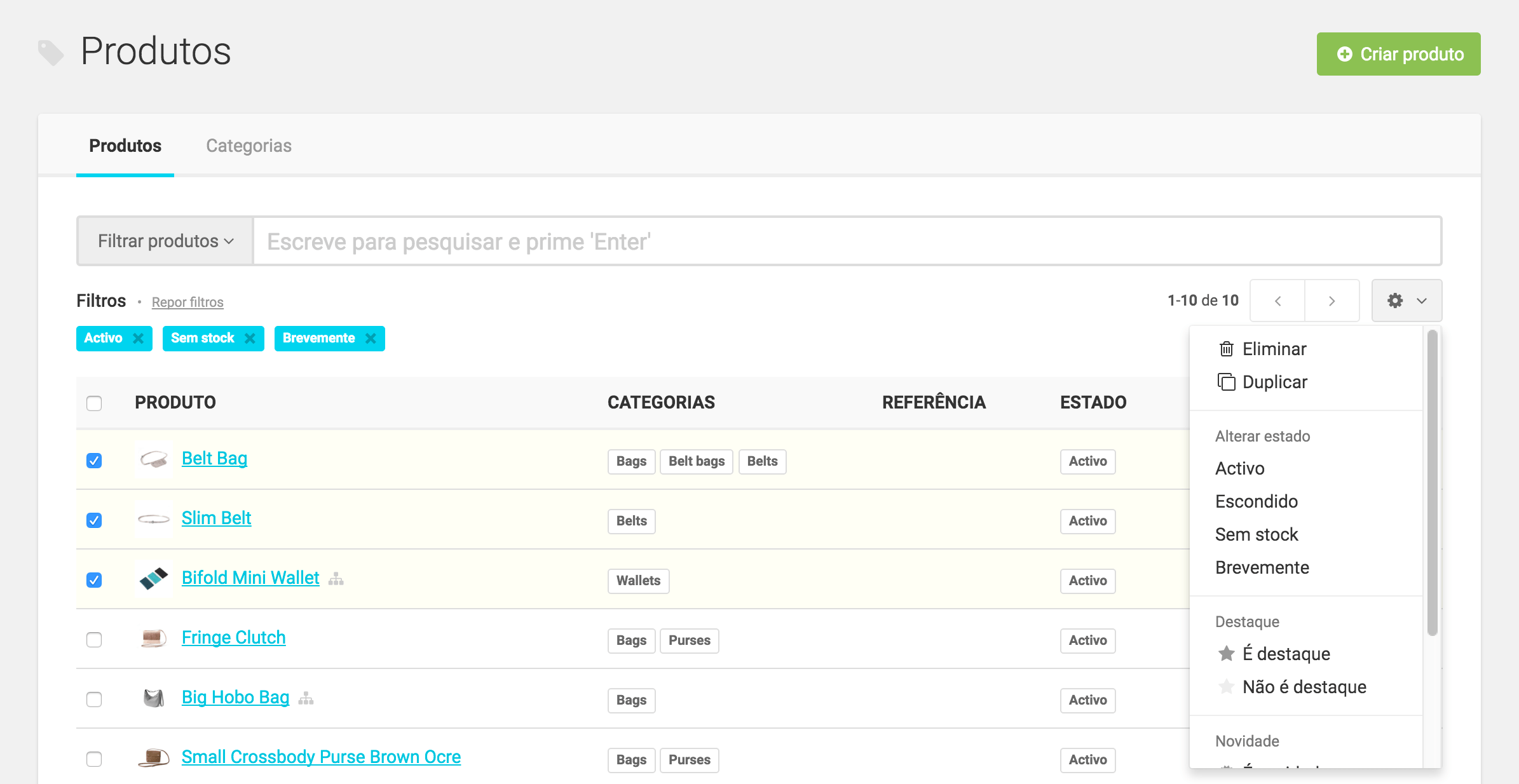 Colocar v&aacute;rios produtos em destaque