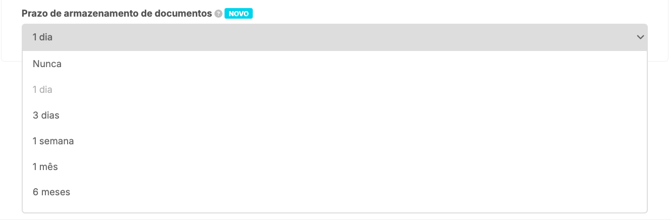 Configuração de prazo para eliminação de ficheiros
