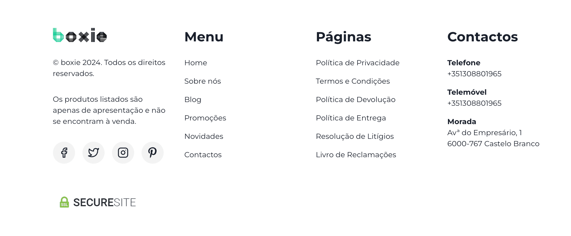 Menu de navegação secundária