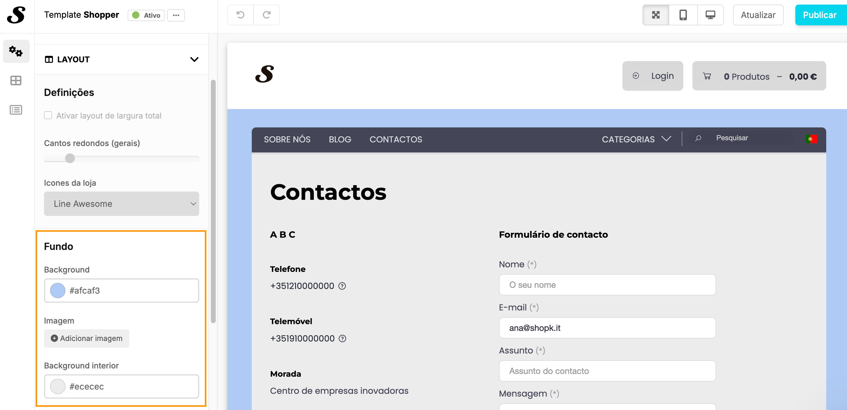 Background de páginas