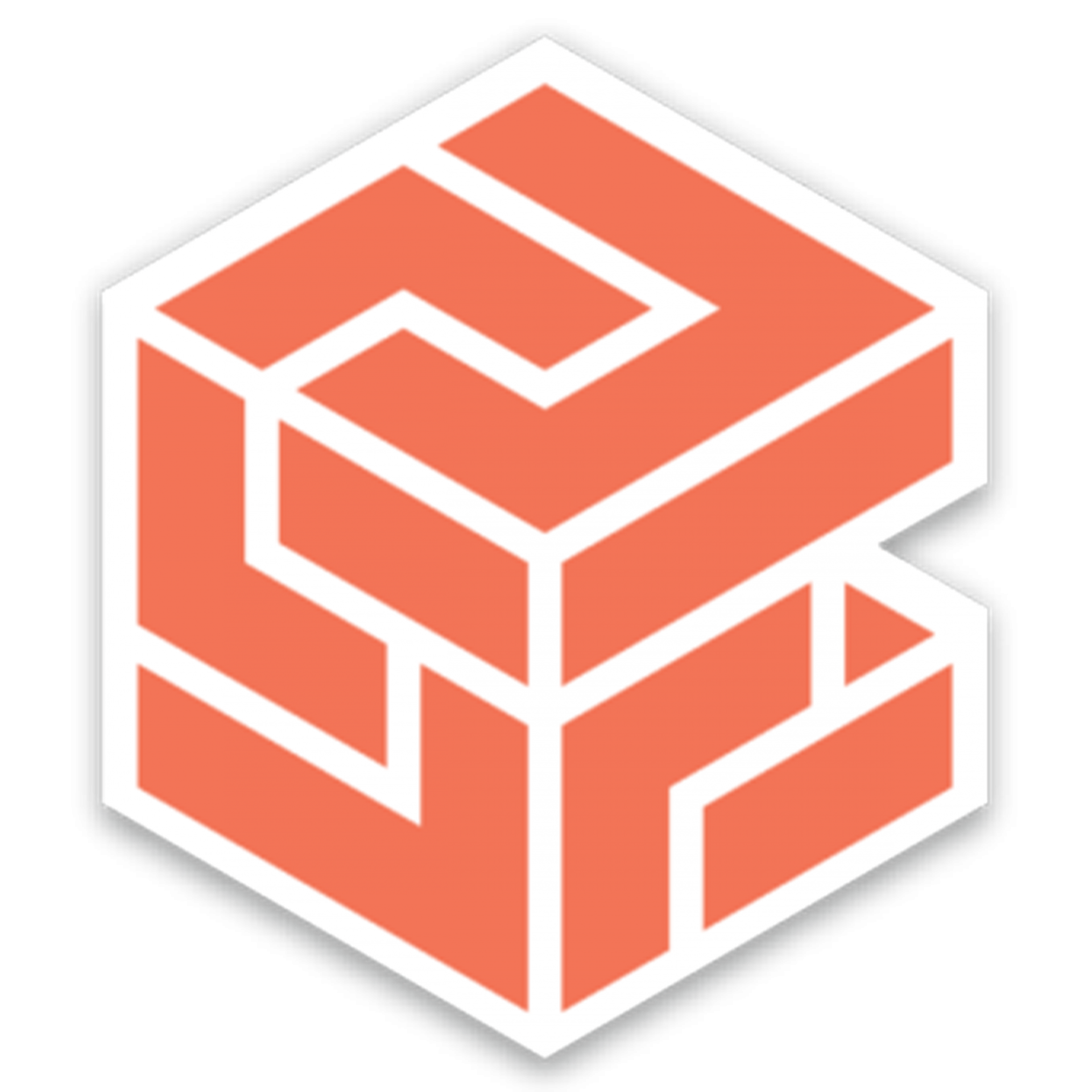 Ícone tridimensional em forma de cubo laranja com contornos brancos.