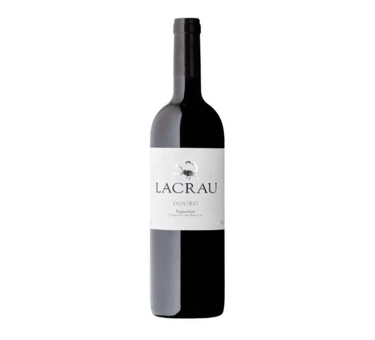 Lacrau Douro Superior 2022 Garrafa de vinho Lacrau Douro Superior com rótulo branco e texto preto