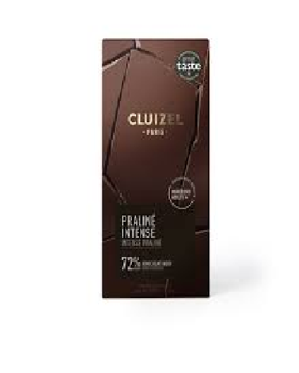 Tablete de Chocolate Praliné Intense 72% Embalagem de chocolate Cluizel Praliné Intense 72% cacau