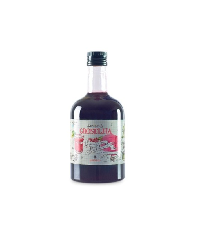 Xarope de Groselha "Sabores Santa Clara" 70cl Garrafa pequena de vidro com xarope de groselha e etiqueta branca