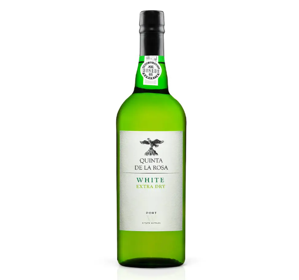 Quinta de La Rosa Porto Branco Extra Dry Garrafa de vinho verde Quinta de La Rosa White Extra Dry Port com rótulo branco