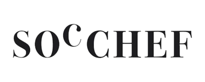 Logotipo SOC CHEF em letras pretas serifadas