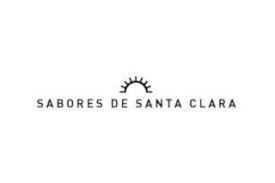 Logotipo SABORES DE SANTA CLARA com sol estilizado preto em fundo branco