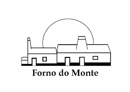 Logotipo em preto e branco com casa estilizada e texto Forno do Monte