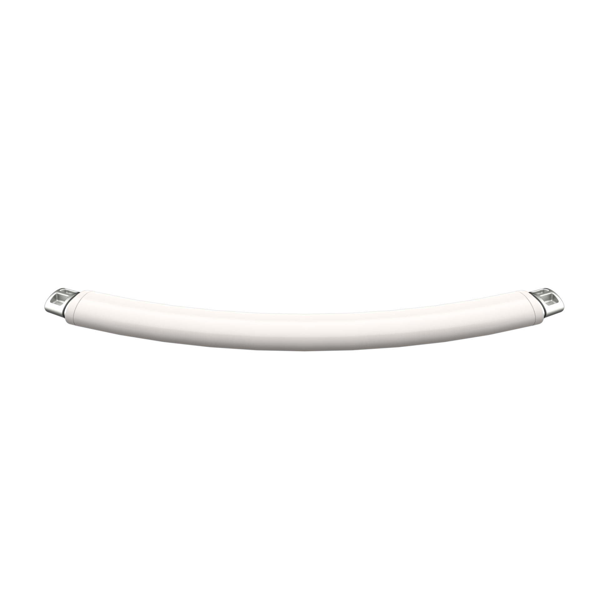 Cabo USB-C branco com conectores metálicos prateados curvado