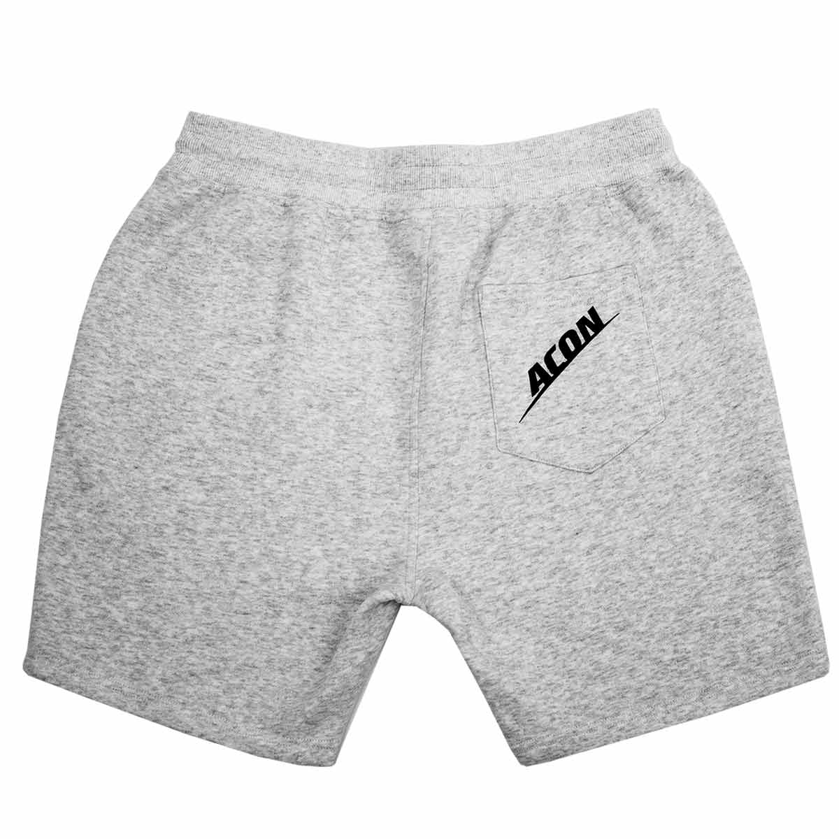 Calções cinza com bolso traseiro e texto AGON