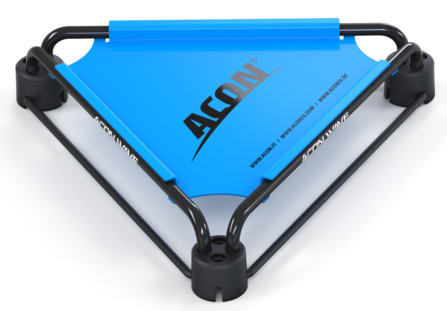 Base triangular azul e preta para surf com logótipo ACÓN