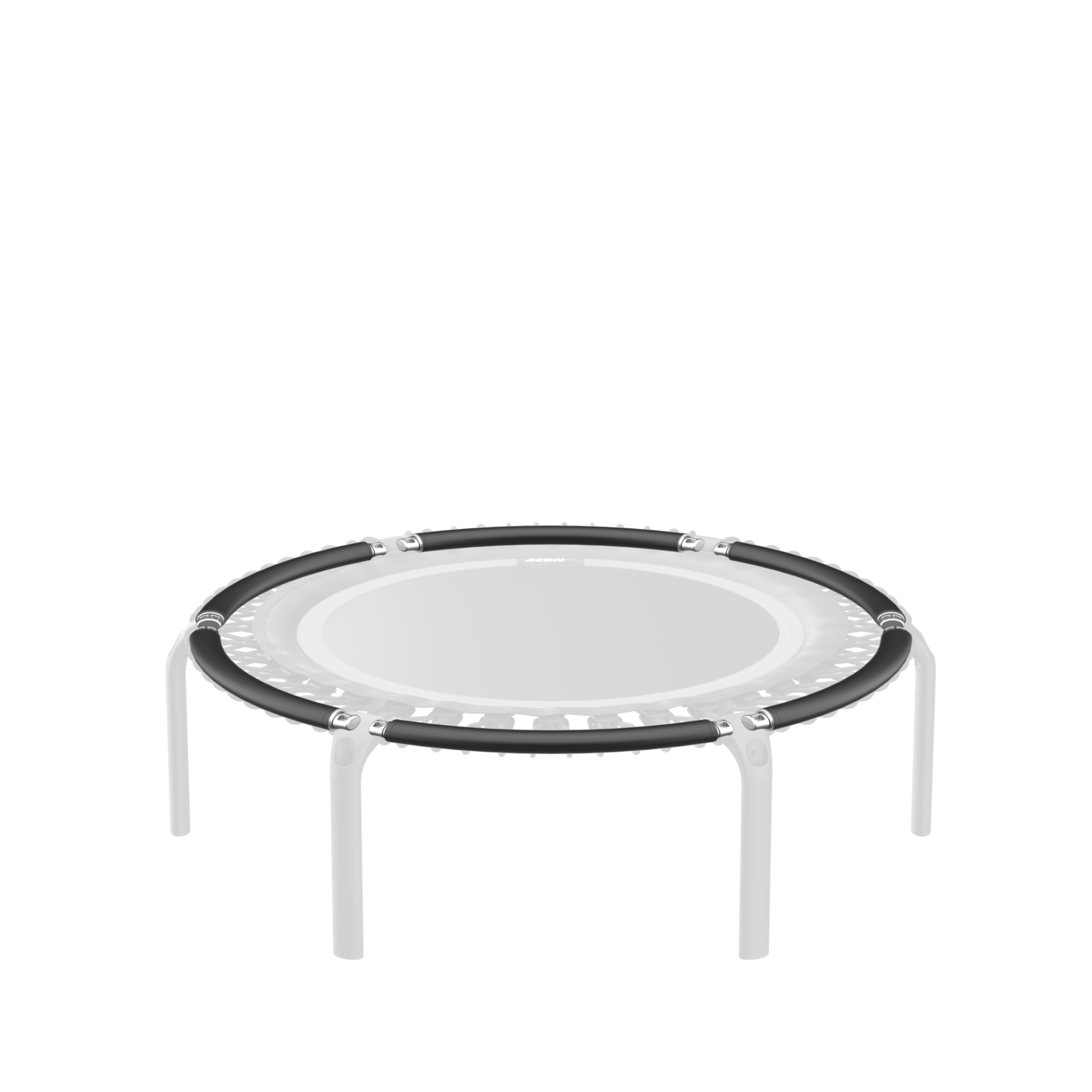 Mini trampolim de fitness com borda acolchoada preta e estrutura metálica branca