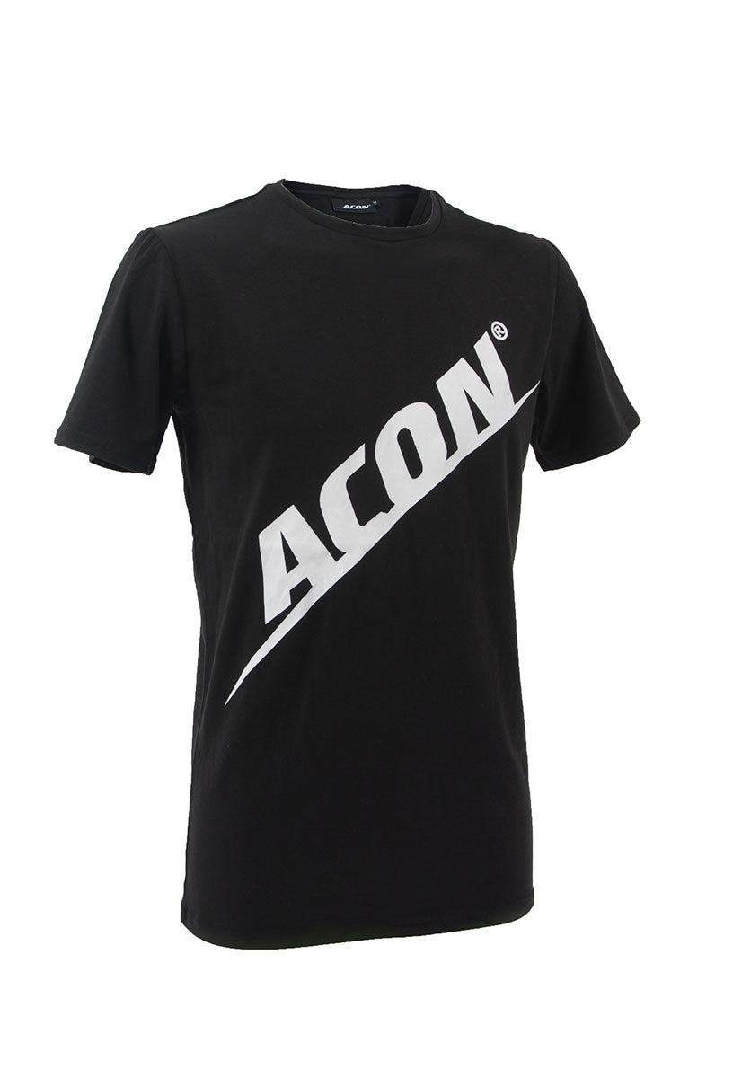 T-shirt preta com logótipo ACION branco na frente