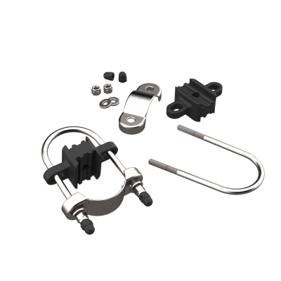 Conjunto de acessórios metálicos e de plástico preto para fixação